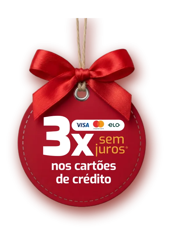 3x sem juros nos cartões de crédito Visa, Mastercard e Elo