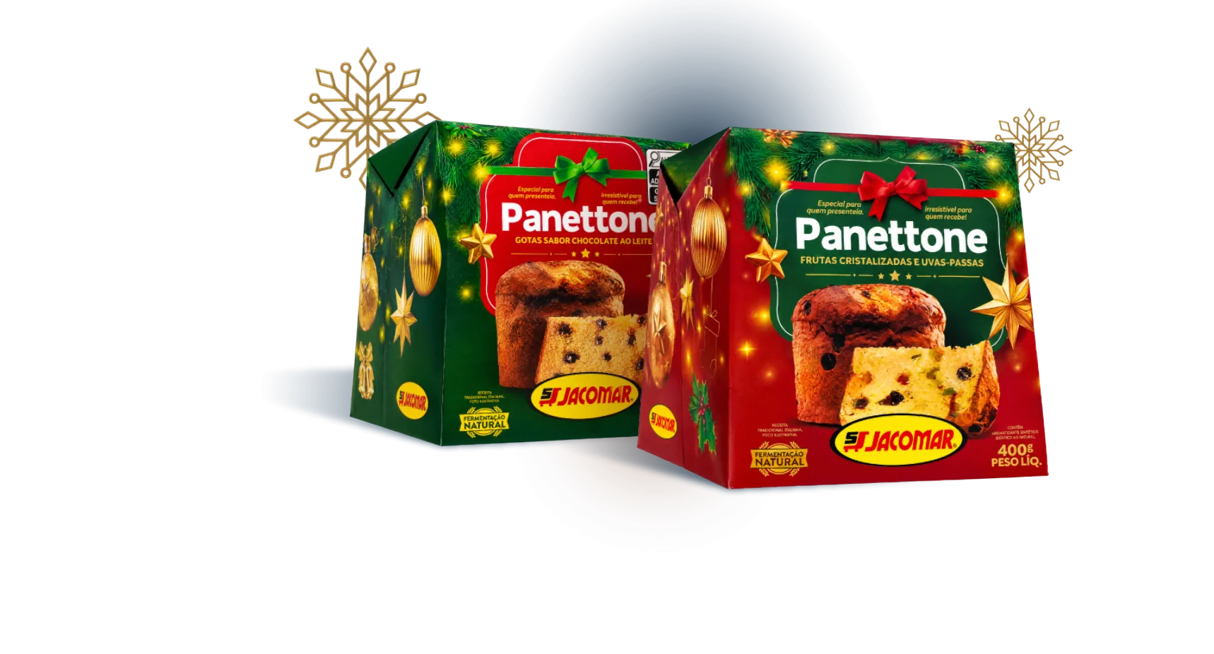 Panettones Jacomar gotas de chocolate e frutas cristalizadas, 400 g